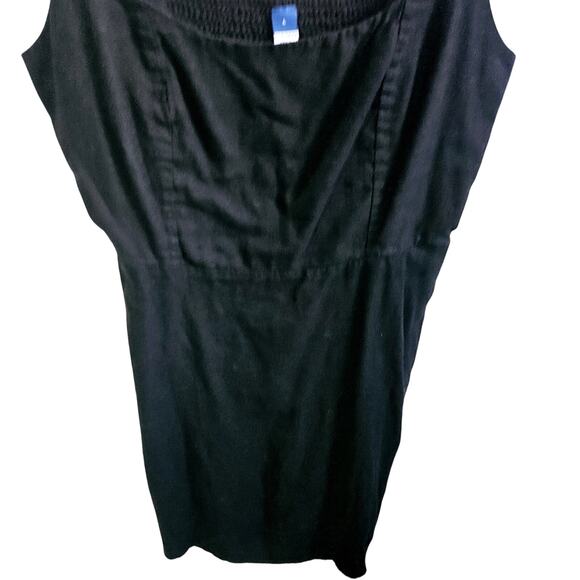 Old Navy Size L Cami Strap Mini Dress Solid Black Linen Blend Summer Casual - Picture 3 of 6